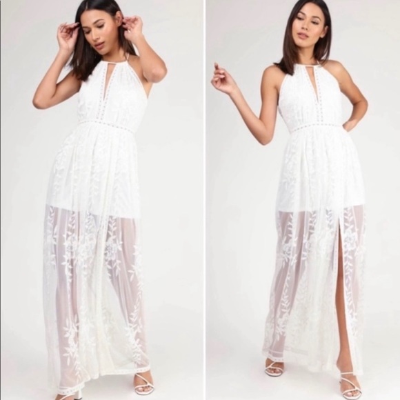 White lace halter maxi dress - Picture 4 of 10